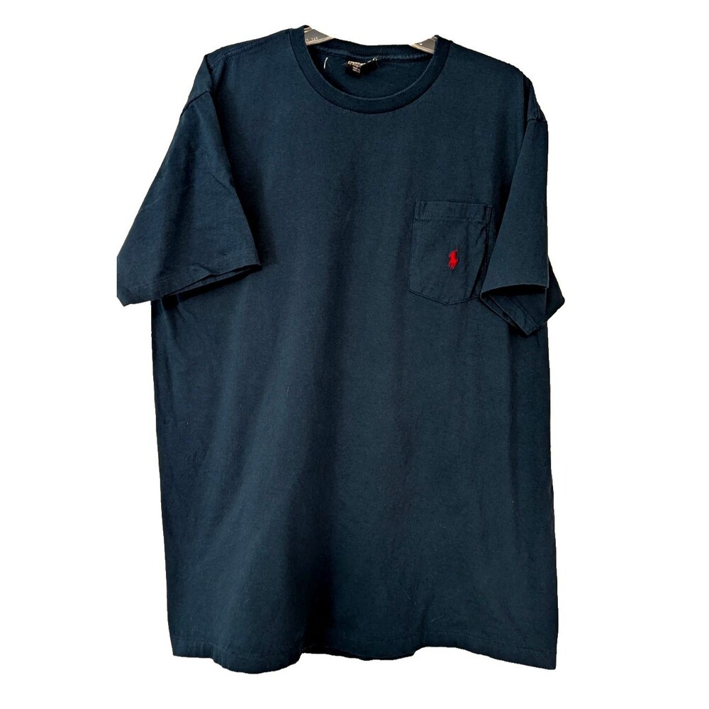 Polo Ralph Lauren T-Shirt Mens Large Navy Blue Red Pony Logo - Picture 2 of 8